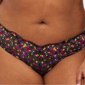 SAVAGE X FENTY STEAMY FLORAL LACE BRAZILIAN, SIZE LARGE, ROMANCE IN BLACK, NWT